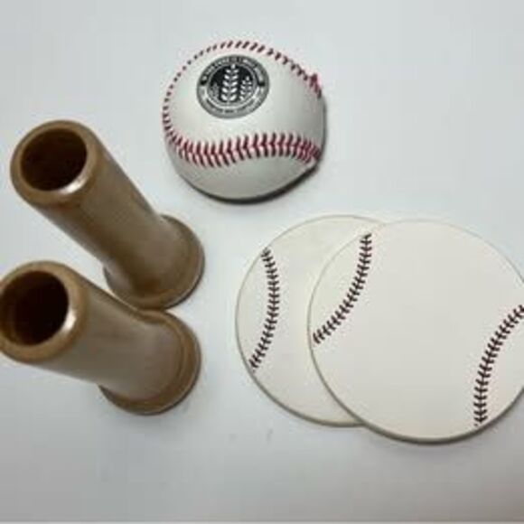 Sporty Baseball Themed Coasters & Holder Set w/ Bat Shot Glasses & Bottle Opener - Picture 3 of 6